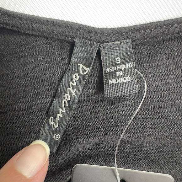 Portocruz Short Sleeve Lace Up Top Women's Size Small Black - Picture 7 of 9